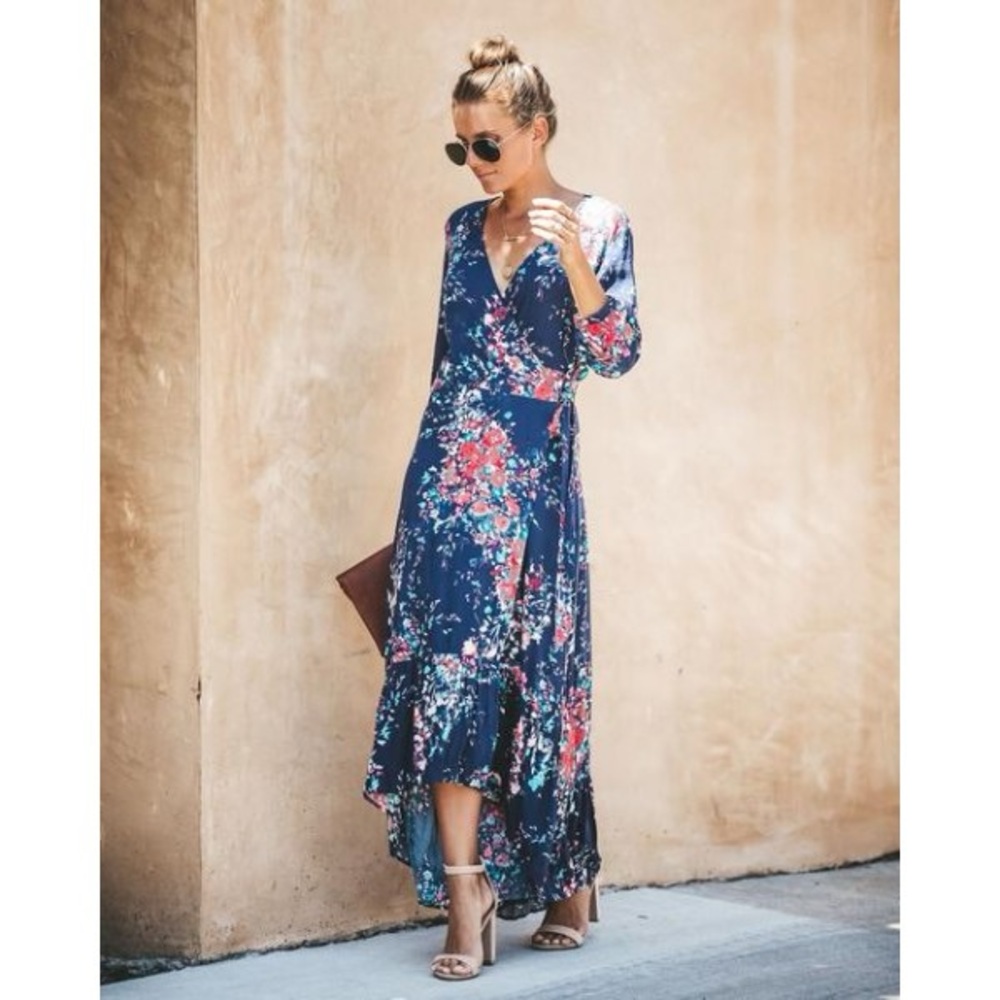 Vici high low dress navy floral